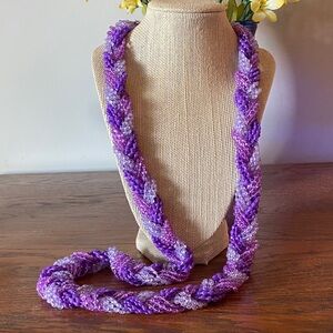 Vintage Hong Kong Purple Acrylic Bead Necklace